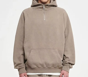 Sweat à capuche zippé pour homme, 100% coton molletonné, coupe ample, hiver, logo personnalisé - Product Image 1