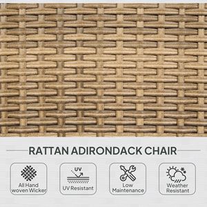 Sedia Adirondack Grigio Antracite per Patio, Terrazza o Giardino in Rattan PE, Vimini, Plastica e Legno con Morbidi Cuscini e Schienale Alto Curvo - Product Image 4