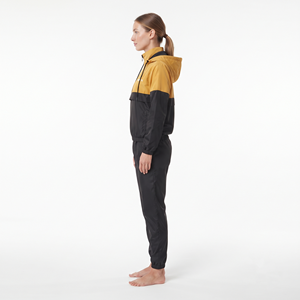 Women's Regular Fit Quarter Zip Hooded Color Block Nylon <b>Athletic</b> Tracksuit with Matching Jogger Pants Set - Product Image 4