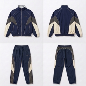 Ensemble survêtement vintage personnalisé avec logo pour homme, veste coupe-vent en nylon et pantalon, ensemble deux pièces, vêtements de sport, vente en gros, fabricant de survêtements OEM - Product Image 5