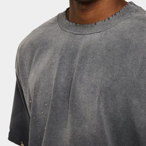 T-shirt Oversize Homme Hip Hop Délavé à l'Acide, Logo Personnalisé, Effet Vieilli et Usé, Coupe Boxy, T-shirt Lourd Lavé - Product Image 3