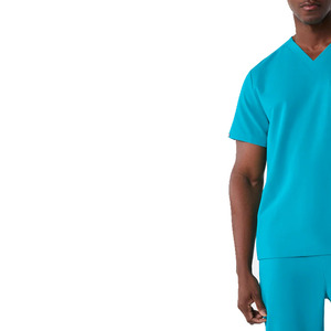 Camiseta Médica de Manga Corta con Cuello en V para Hombre, Color Verde Azulado, con Bolsillo en el Pecho, Uniforme de Enfermero de Hospital - Product Image 2