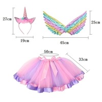Costume de performance, jupe tutu de fée, bandeau, ensemble d'ailes d'ange, kit pour enfant, accessoires de scène, accessoires photo, costume de carnaval
