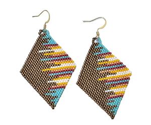 Pendientes de Gancho con Cuentas de Semillas a Cuadros Bohemios con Flecos, Diseño de Borlas Boho, Joyería de Moda para Regalos, Ropa de Playa - Product Image 6