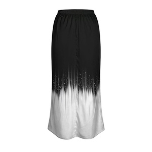 Elegant Women's Chiffon Floor-Length <b>Skirt</b> Abstract Blue Gold Print High <b>Elastic</b> <b>Waist</b> Soft Flowy A-Line Design All Seasons Wear - Product Image 6
