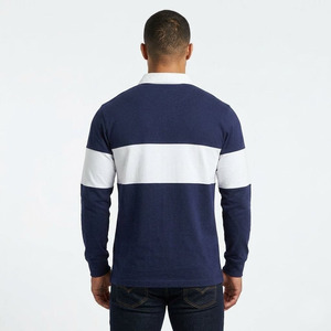 Men's <b>Long</b> <b>Sleeve</b> Color Blocked <b>Polo</b> <b>Shirt</b> With Front Logo Print Breathable Knitted Cotton Casual Style - Product Image 3
