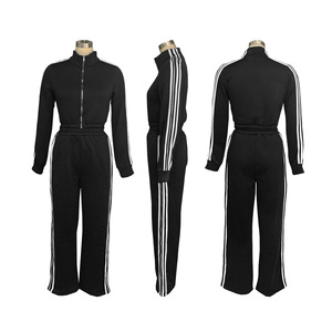 <b>Women</b> Two Piece Stripe Zipper <b>Jacket</b> and Sweatpants Casual Workout Tracksuit Plus Size 2 Pieces Set <b>Women</b> - Product Image 2