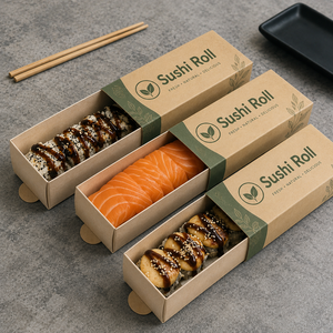 Boîtes à sushi en papier biodégradables écologiques imprimées sur mesure, emballages alimentaires, boîtes à tiroir coulissantes, boîtes de style indien - Product Image 5