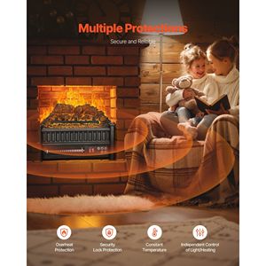 Inserto per Caminetto Elettrico da 16 Pollici con Telecomando, 5 Livelli di Luminosità della Fiamma Regolabili e Timer 24 Ore - Product Image 4