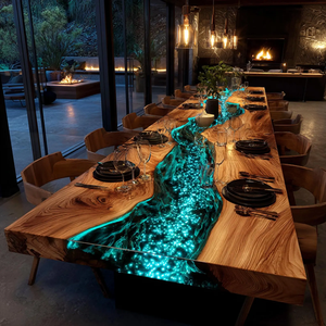 Mesa Rectangular de Resina y Madera de Acacia de Diseño Moderno, Lujosa, Personalizada, Duradera, Impermeable, Regalo para Diwali o Jubilación - Product Image 2