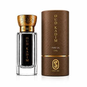 Huile pure parfumée Oud Kadim Luxury Tea 3 ml, flacon en verre avec bouchon doré, emballage cadeau pour spa et soins personnels - Product Image 1