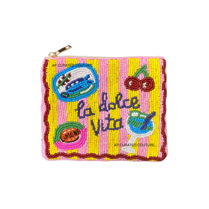 Beaded Pickleball Coin Purse <b>Mini</b> Zipper <b>Pouch</b> Handmade Cute trendy Beads Pattern White Green Pink Yellow custom coin purse - Product Image 3