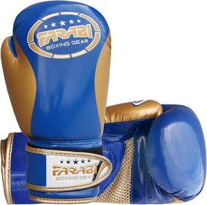 Gants de boxe FARABI en cuir PU durables de haute qualité, couleur bleu or, pour toutes les saisons, pour enfants, MMA, Muay Thai - Product Image 2