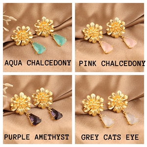 Pendientes de Gema con Diseño de Girasol para Mujer, Joyería Elegante y Vibrante para Bodas, Pendientes de Estilo Distintivo - Product Image 6
