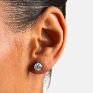 Round Brilliant Cut VVS1 D Color Moissanite Solitaire <b>Stud</b> Earrings 925 <b>Sterling</b> <b>Silver</b> Classic Earrings - Product Image 1