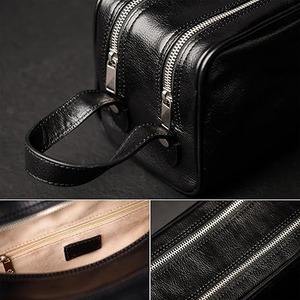 Genuine Leather Wholesale Dopp Kit Travel Pouch Beauty Zipper Cosmetic <b>Bags</b> Women's Makeup <b>Bag</b> Men's <b>Toiletry</b> <b>Bag</b> - Product Image 4