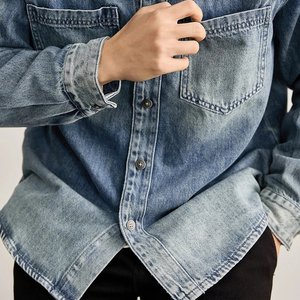 Blouson matelassé en toile denim délavé style vintage américain pour homme, service OEM, coupe ample, décontracté, manches longues, streetwear, grandes tailles, hiver, col montant - Product Image 5