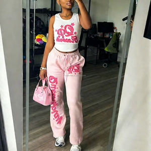 Conjunto de chándal de 2 piezas para mujer con parche personalizado de marca, chaleco y pantalón de chándal para verano - Product Image 4