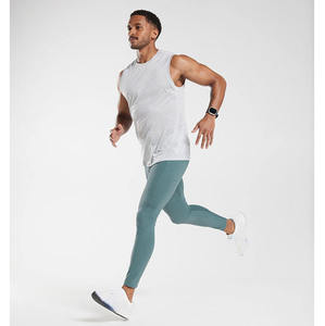 Leggings de compression pour homme de haute qualité, couleur turquoise unie, en spandex et nylon, avec ceinture élastique, pour la gym - Product Image 4