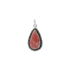 Pendentif en poire de rhodochrosite naturelle, serti en laiton, fait main, pierre précieuse, cabochon, bijoux en gros - Product Image 1