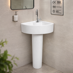 Évier sur pied chromé, forme triangulaire, robinet monotrou, design minimaliste, égouttoir, facile à nettoyer, garantie 5 ans - Product Image 5