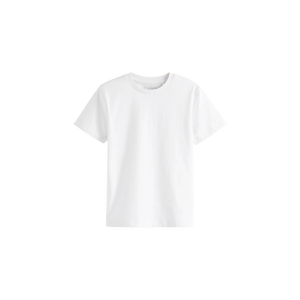 T-shirt blanc à manches courtes et col rond pour homme, coupe classique, couleur unie, tricoté, 100 % coton, teint uni, design vierge - Product Image 2