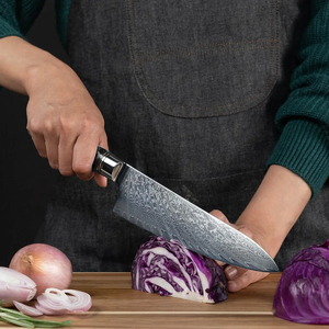 Premium Damascus Steel Chef Knife Set with Leather Cover Complete <b>Kitchen</b> Knife Collection for Cooking Tasks and Culinary Use - Product Image 2