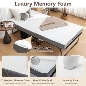 <b>Portable</b> Folding <b>Bed</b> with Memory Foam Mattress Cot Size Guest <b>Bed</b> on Wheels Adults Storage Cover for Home or Office - Product Image 4