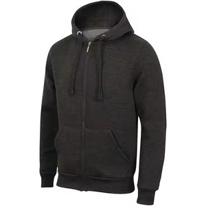 Ensemble de survêtement noir à capuche pour homme, sweat-shirt et pantalon à fermeture éclair intégrale, couleur unie décontractée, en coton respirant, style automne - Product Image 5