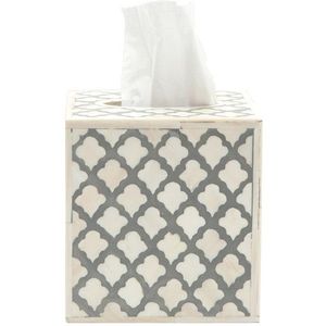 Elegant Bone Inlay Resin <b>Tissue</b> Box With Handcrafted Detail Luxury Home Decor Accent <b>For</b> Modern Living Spaces - Product Image 5