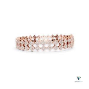 5.12 CT Rose <b>Gold</b> Round Lab Grown Diamond Bracelet in 18K <b>Solid</b> <b>Gold</b>, Geometric Cluster Link Statement Bracelet - Product Image 2