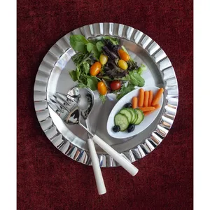 Oval Metal Serving <b>Plate</b> Polished Minimalist Design Dishwasher Safe for Party Catering and Dining Presentation - Product Image 3