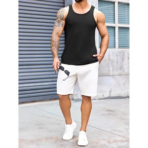 2025 hommes côtelé tricot débardeur coton sans manches été plage entraînement Muscle sous-vêtement capuche XL taille 3D motif Design - Product Image 3
