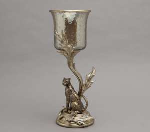 Porte-bougie léopard de luxe en métal et verre, centre de table décoratif pour la maison, les mariages et la décoration d'hôtel - Product Image 1