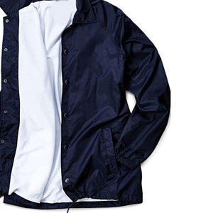 Blouson unisexe bleu marine avec fermeture boutonnée et col marin, vêtement d'extérieur en polyester résistant à l'eau pour adultes - Product Image 2