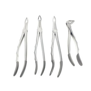 Ensemble de forceps dentaires professionnels pour extractions radiculaires, 4 extracteurs en acier inoxydable allemand avec revêtement diamanté, certifiés CE ISO par Grip Surgical - Product Image 1