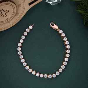 Elegant 14k <b>rose</b> <b>gold</b> tennis <b>bracelet</b> with sparkling diamonds luxury wedding <b>charm</b> <b>bracelet</b> fine jewelry for women gift - Product Image 4