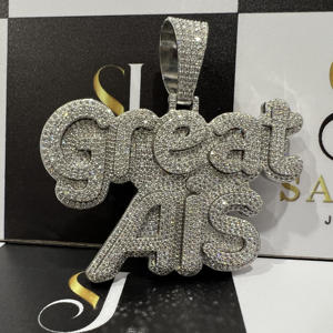 Colgante de Diamante Cultivado en Laboratorio con Certificado IGI, Estilo Hip Hop, Plata 925, Oro Blanco, con Nombre Personalizado, Cadena de Diamantes VVS para Hombre, Ideal para Fiestas - Product Image 4