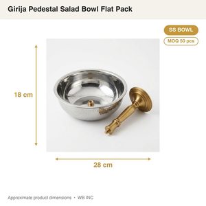 Handmade 28cm SS304 Steel Hammered Bowl with Brass Stem Flat Pack <b>PC</b> Flat Pack Home Decor - Product Image 4