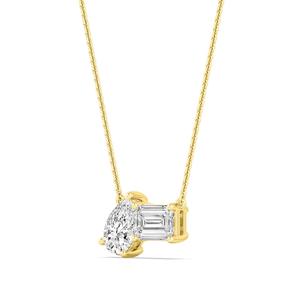 Pendentif délicat pour femme, fabriqué avec un diamant émeraude de laboratoire de 1,00 CTW, en or jaune 14 carats, bijoux fins, souvenir élégant - Product Image 2