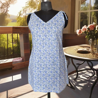 Meilleur Prix – Nouvelle Robe de Plage Mini Tunique Élégante et Douce en Coton Floral Écologique à Col en V Sans Manches pour Femme, Imprimée à la Main