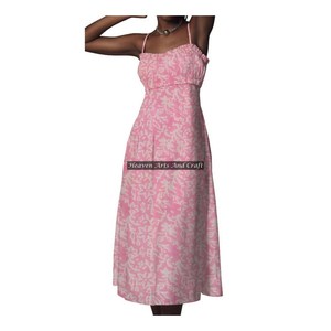 Nouvelle robe de soirée élégante pour femmes, style bohème ethnique indien vintage, en coton, sans manches, pour la plage, avec bretelles spaghetti, à fleurs - Product Image 6