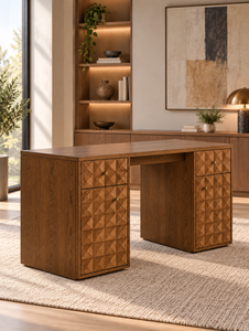 Armoire de rangement rustique antique en bois massif faite à la main avec 2 tiroirs et 2 étagères, ton noyer, pour le salon ou le bureau à domicile - Product Image 2