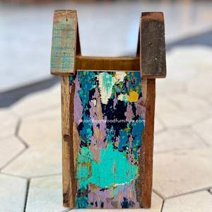 Fournitures de jardin artisanales, décoration intérieure, pots de fleurs / plantes avec design maison, bois de bateau recyclé, couleur originale, vente en gros - Product Image 3