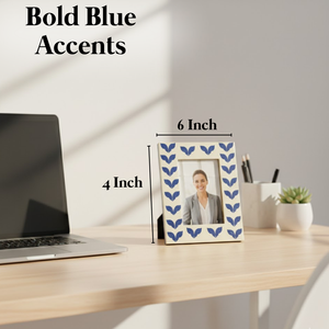 Blue Pattern Decorative Photo <b>Frame</b> 6x4 Inch | Elegant Tabletop <b>Picture</b> <b>Frame</b> for Home, Office, Hotel Desk Living Room Decor - Product Image 2
