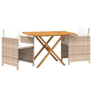 Ensemble de salle à manger de jardin de taille moyenne en bois d'acacia massif beige - Product Image 3