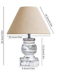 <b>Rustic</b> Distressed Wood <b>Table</b> Lamp Jute Dome Shade Farmhouse <b>Bedside</b> Night Light for Living Room - Product Image 4