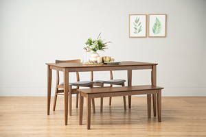 Durable Minimalist Japandi KD Design 1400mm Large 6-Seater Dining <b>Table</b> with MDF <b>Top</b> and <b>Solid</b> <b>Wood</b> Base for Dining Room - Product Image 5