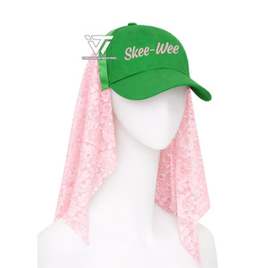 Vente en gros Alpha grec |   Kapa |   Casquette de baseball brodée Alpha Sorority avec voile en dentelle, accessoires grecs - Product Image 2