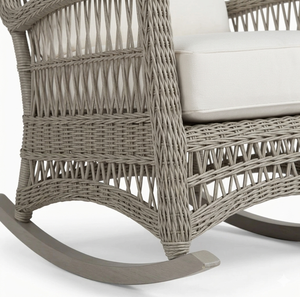 Modern Luxury PE Rattan Rocking <b>Chair</b> All Weather Synthetic Wicker Patio Armchair <b>Outdoor</b> Garden Lounge Furniture With Cushion - Product Image 4